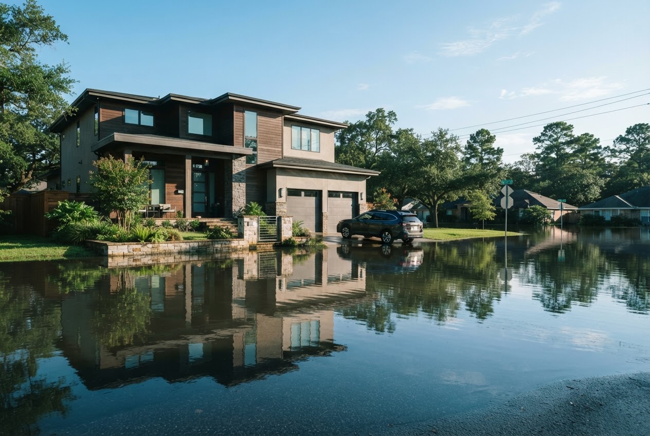 Flooded suburban home