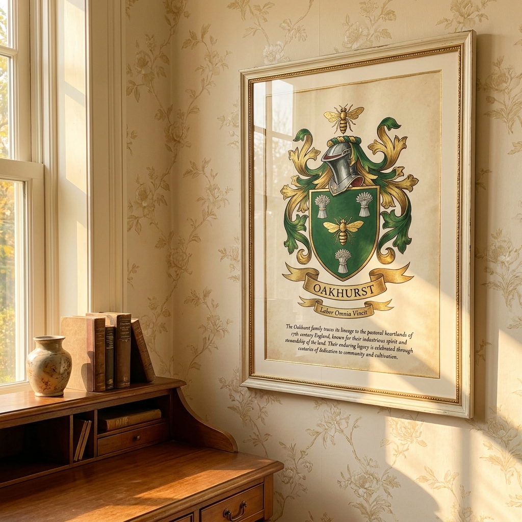 Framed family coat of arms