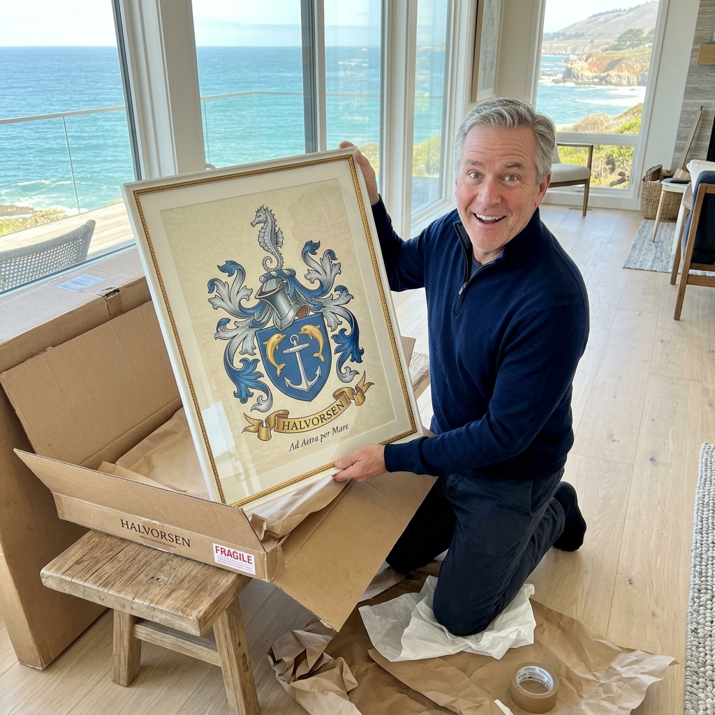 Framed family coat of arms