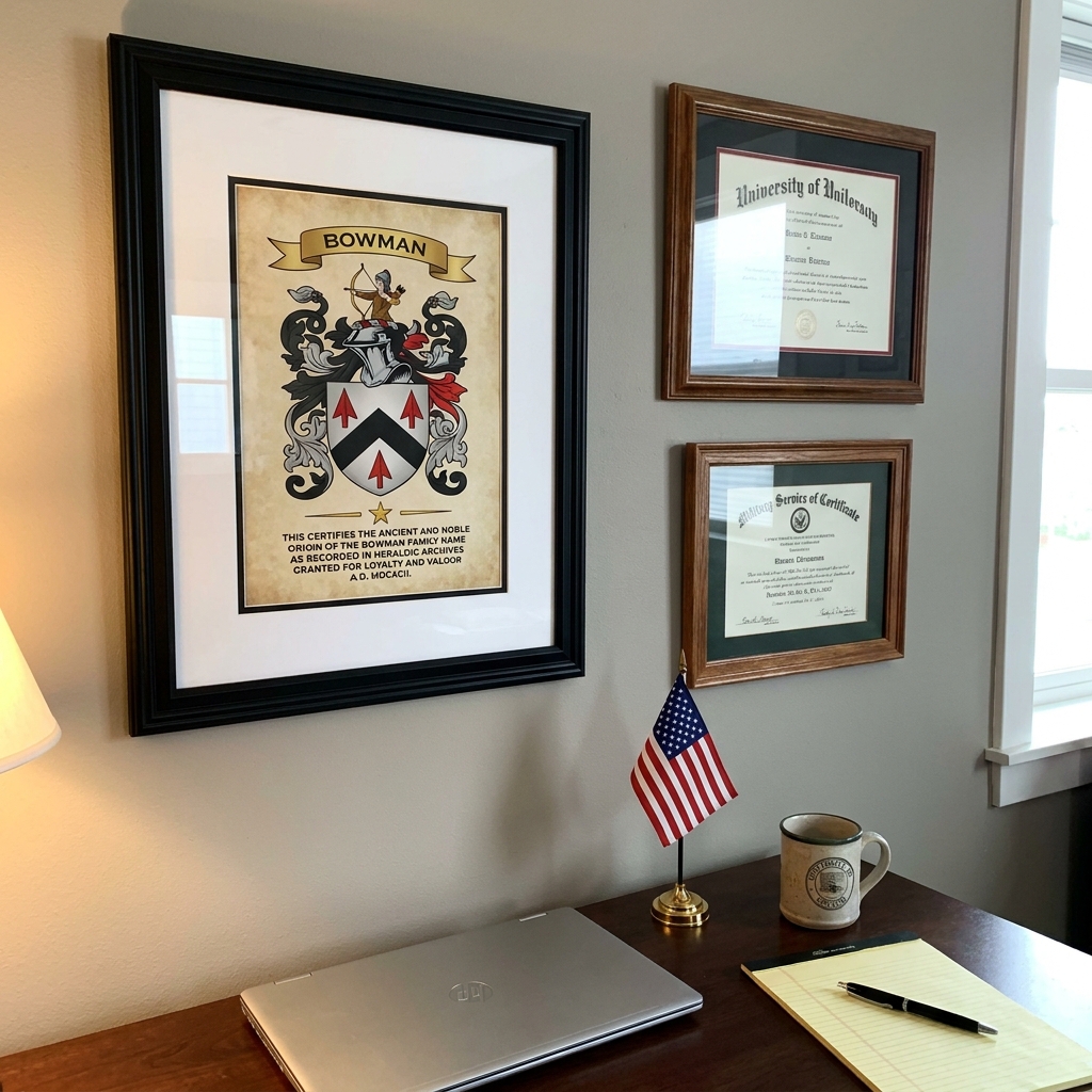 Daniel Bowman family coat of arms print
