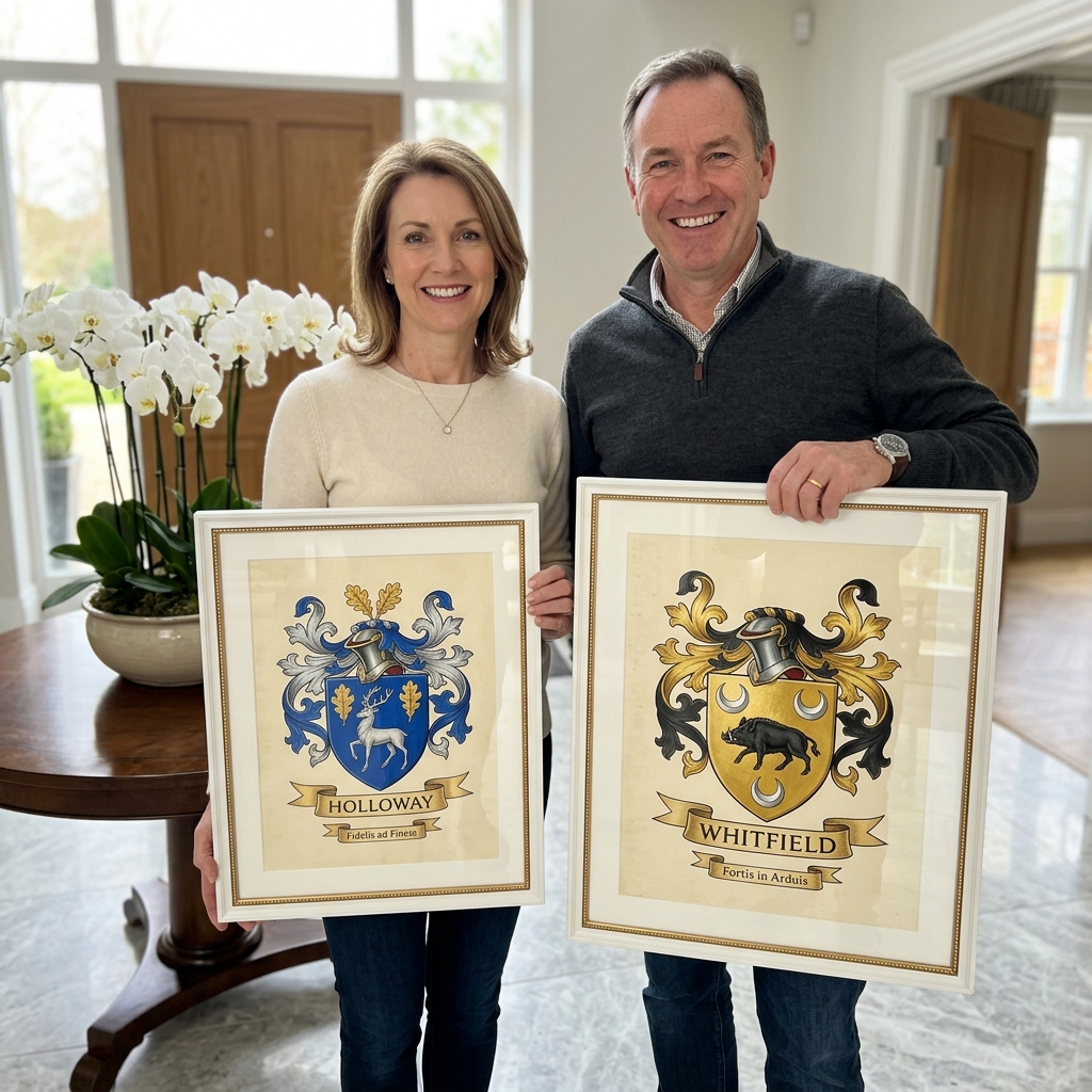 Framed family coat of arms