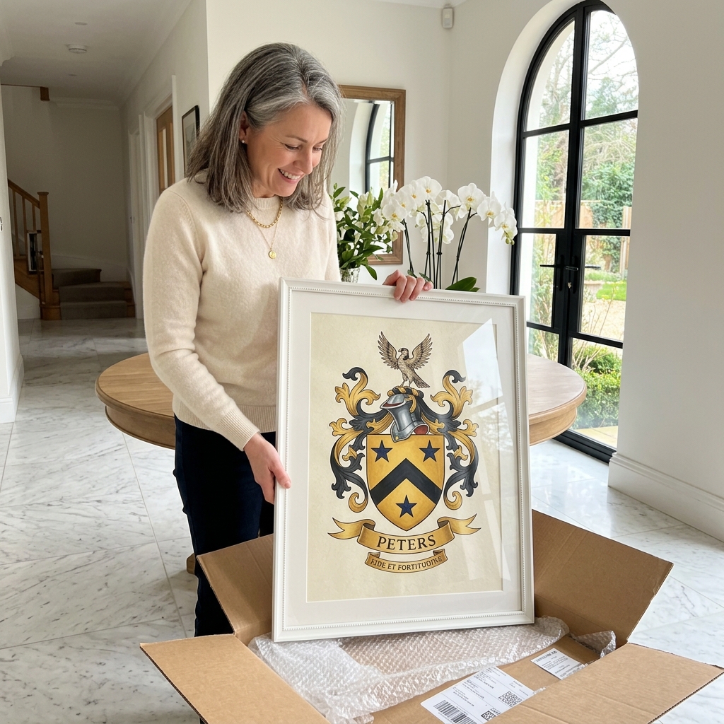 Framed family coat of arms