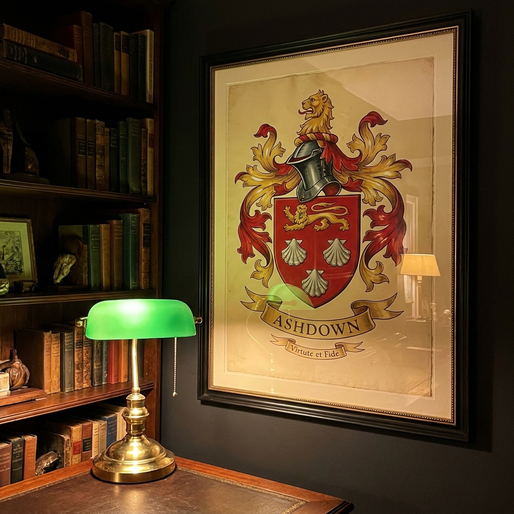 Framed family coat of arms