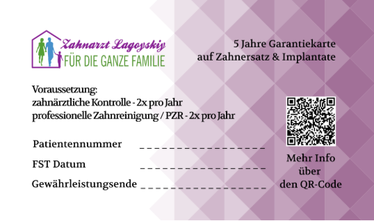 Garantiekarte Vorderseite