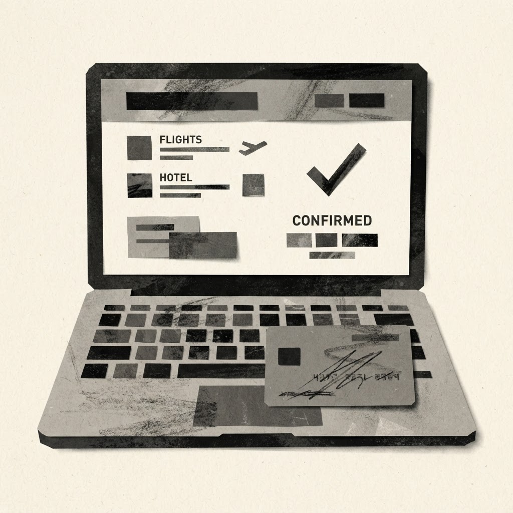 Illustration of a laptop and payment card