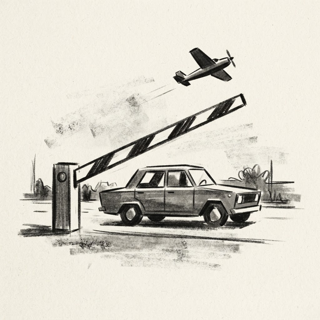 Illustration of a car at the airport gate