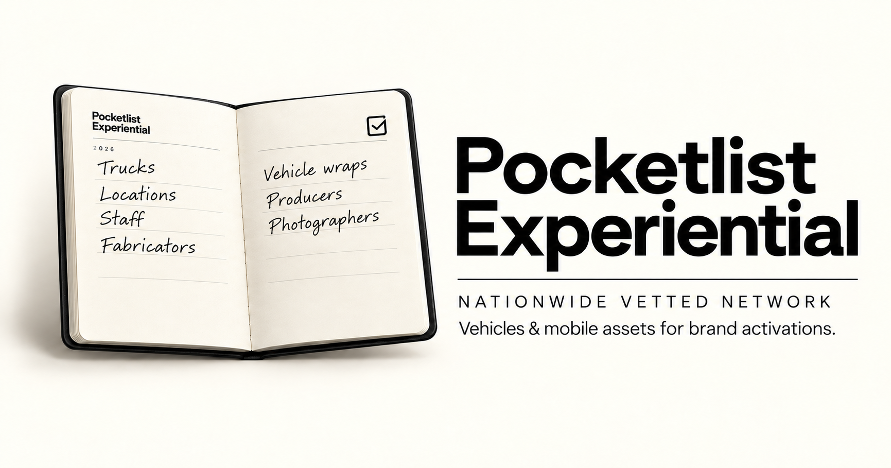 Open Pocketlist notebook with handwritten categories