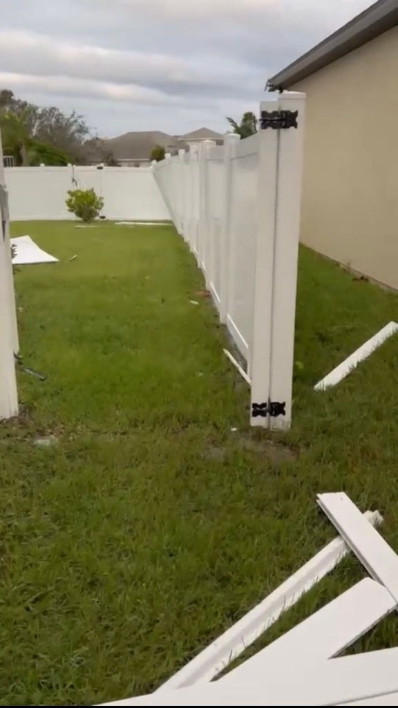 Hurricane fence damage