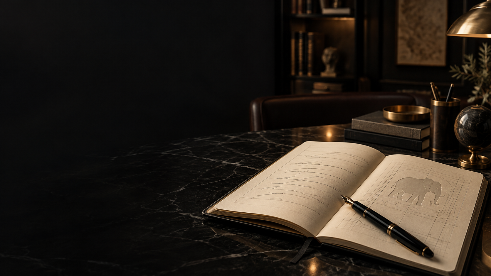 Open strategy notebook and fountain pen representing thoughtful financial planning and written guidance.