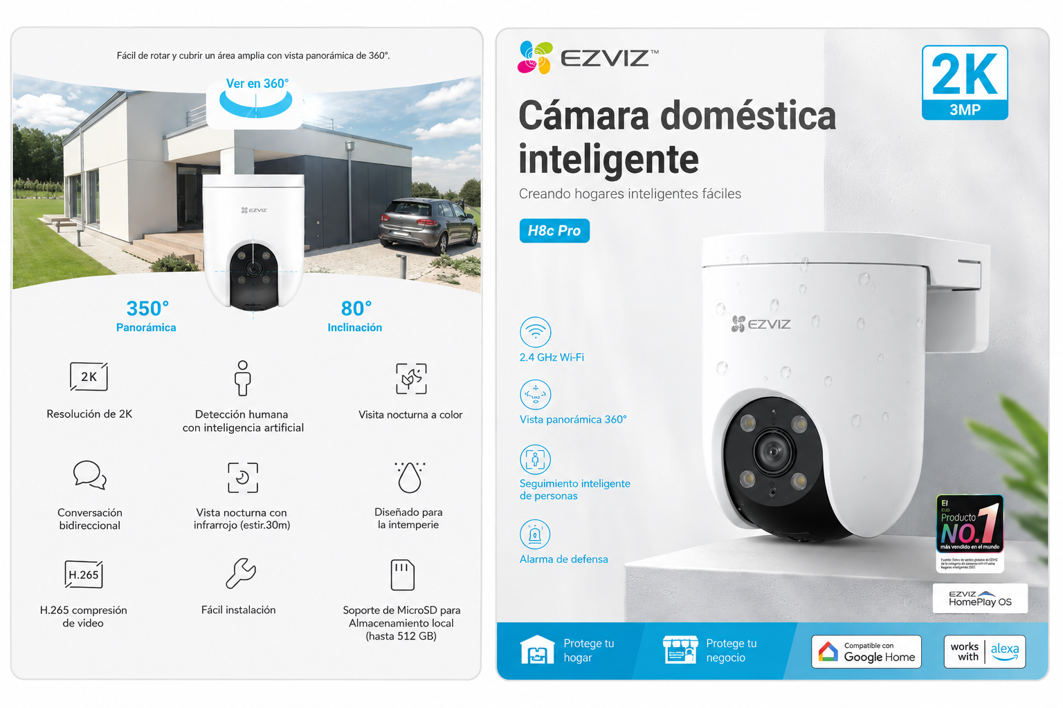 Camaras H8c Ezviz 2K - memoria de regalo
