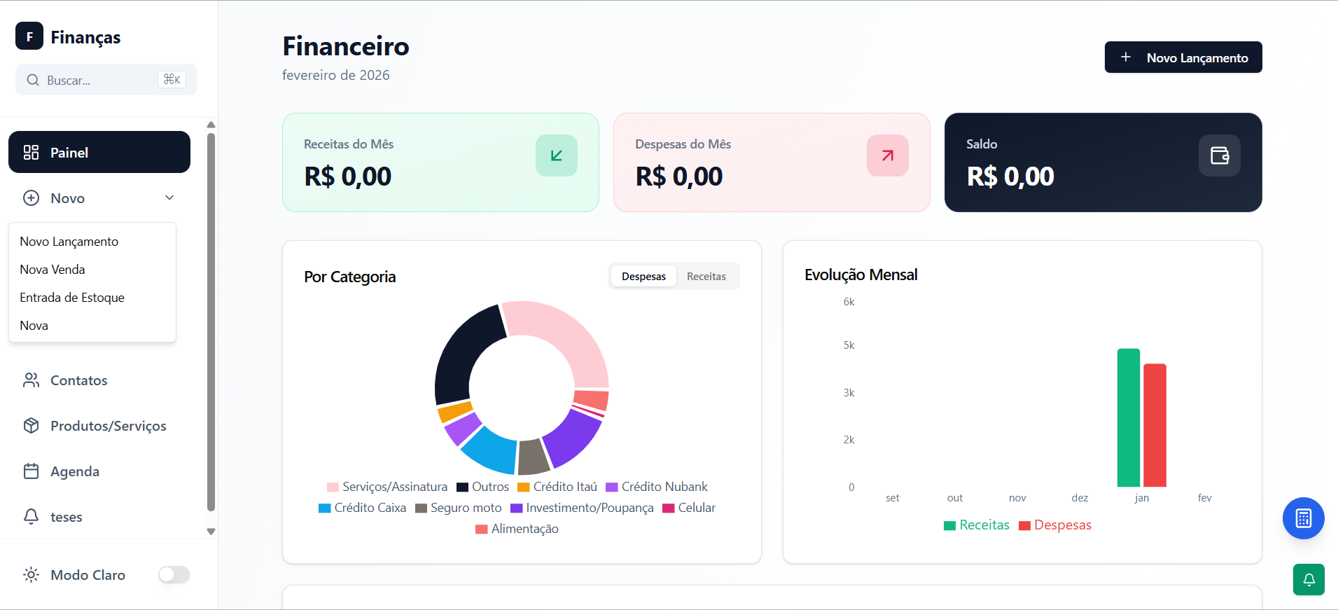 Gestão Financeira template preview