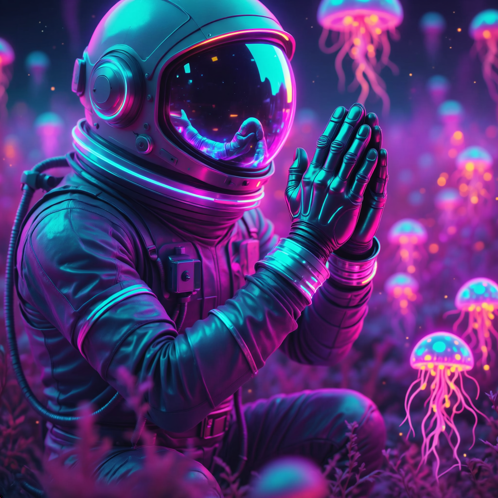 Space astronaut praying - Prayer for Peacefulness