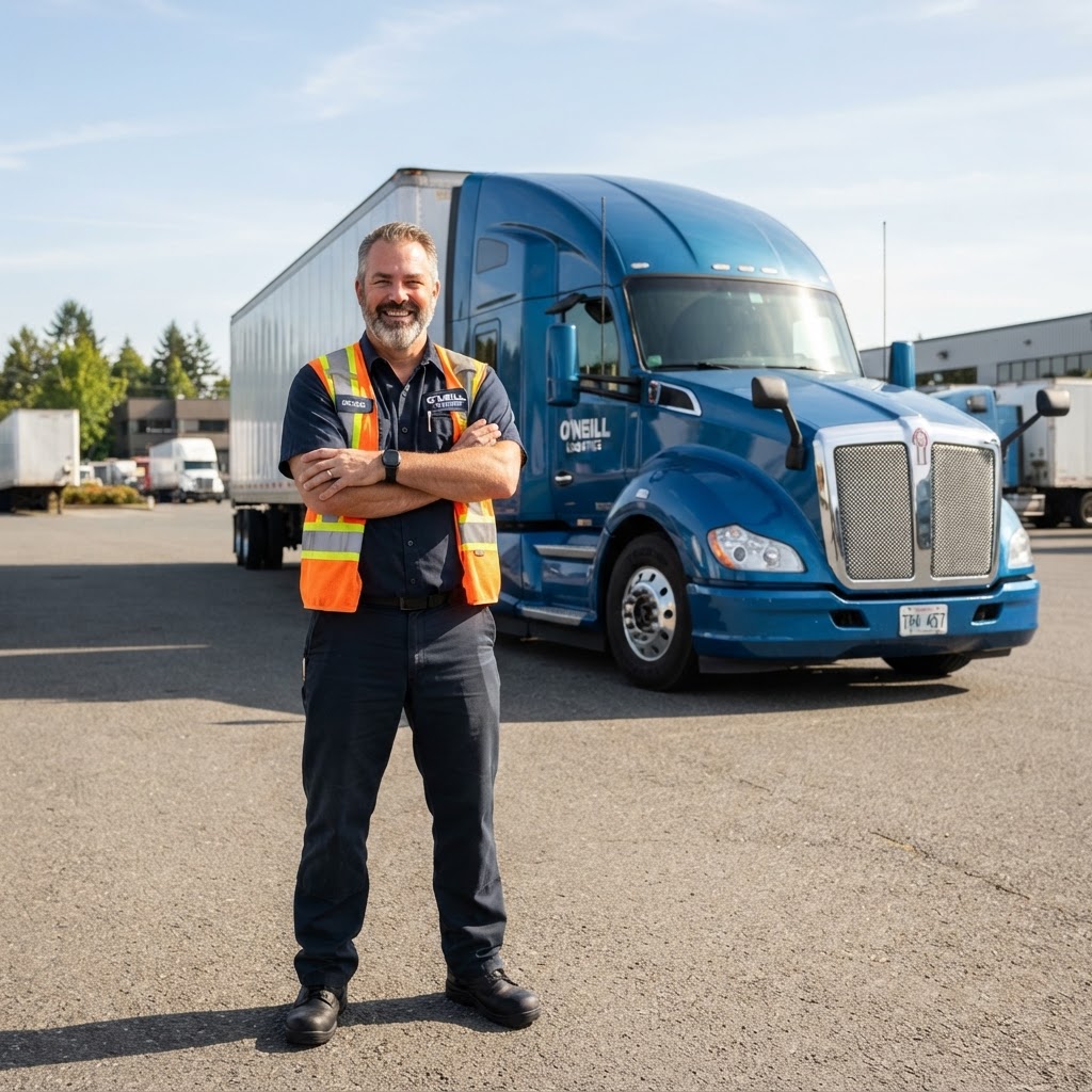 Smiling trucking professional