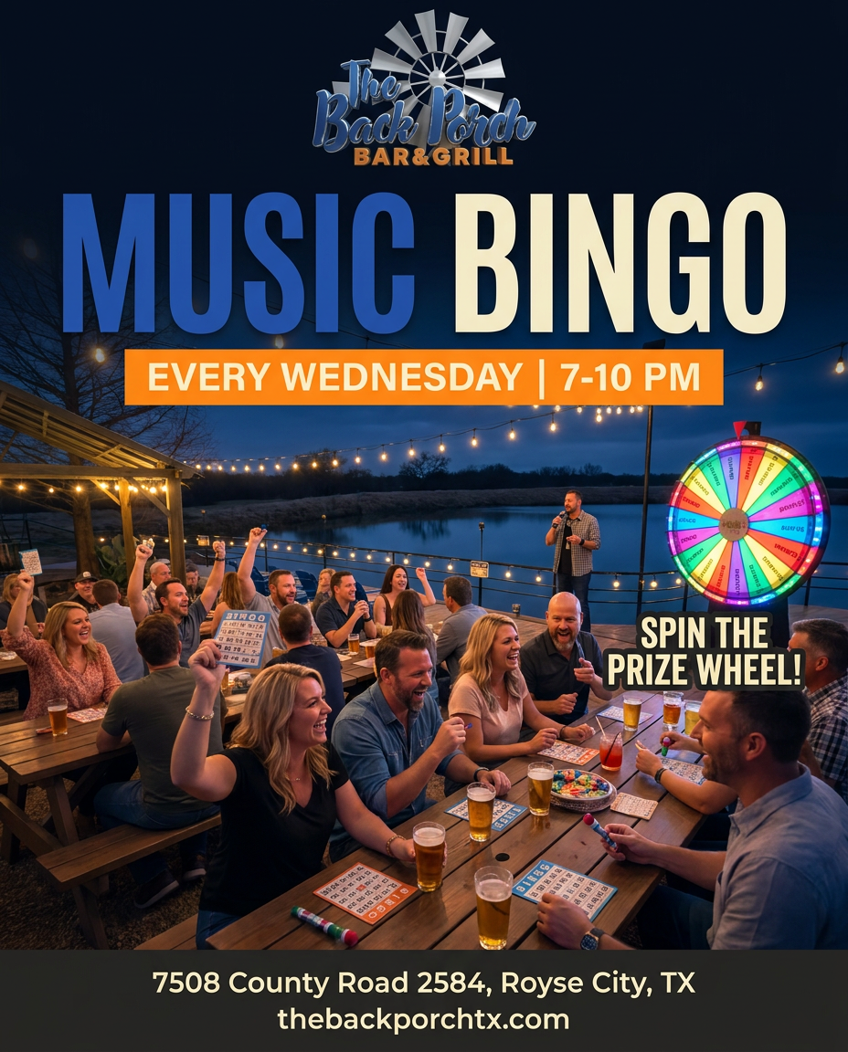 Music Bingo Every Wednesday 7-10 PM at The Back Porch