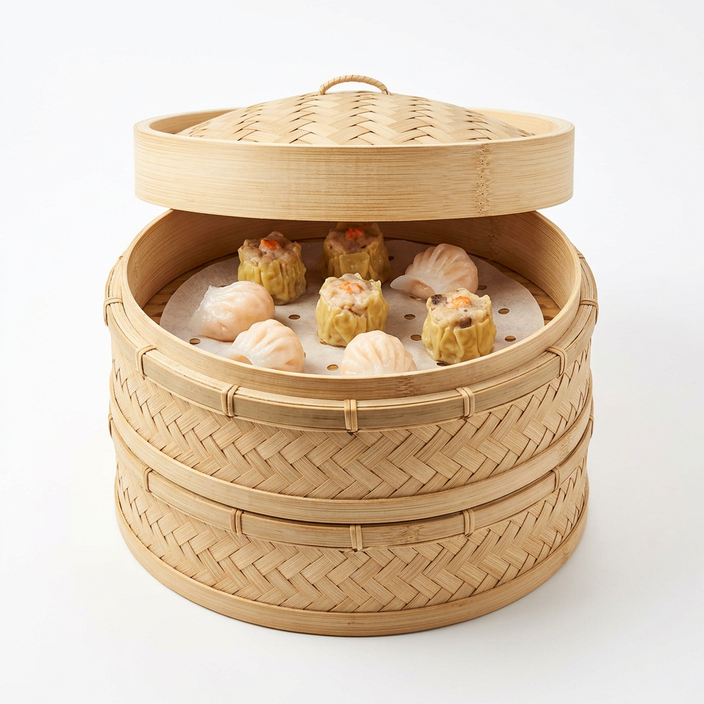 Bamboo Steamer Basket 10-inch 3-tier