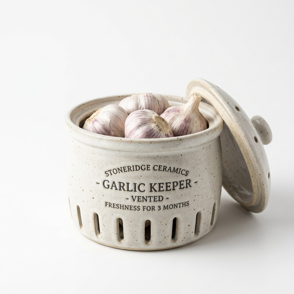 Stoneware Garlic Keeper with Vents