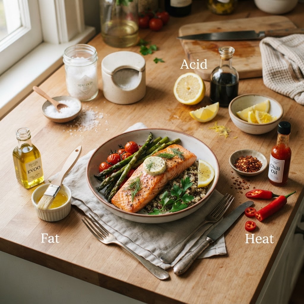 The Home Cook’s Guide to Seasoning: Mastering the Balance of Salt, Fat, Acid, and Heat for Every Dish