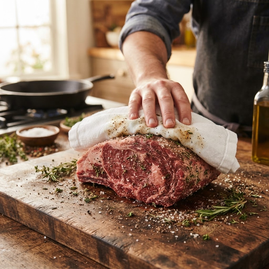 The Physics of Moisture: How to Master the "Pat Dry" Technique for Crispier Roasts and Searing