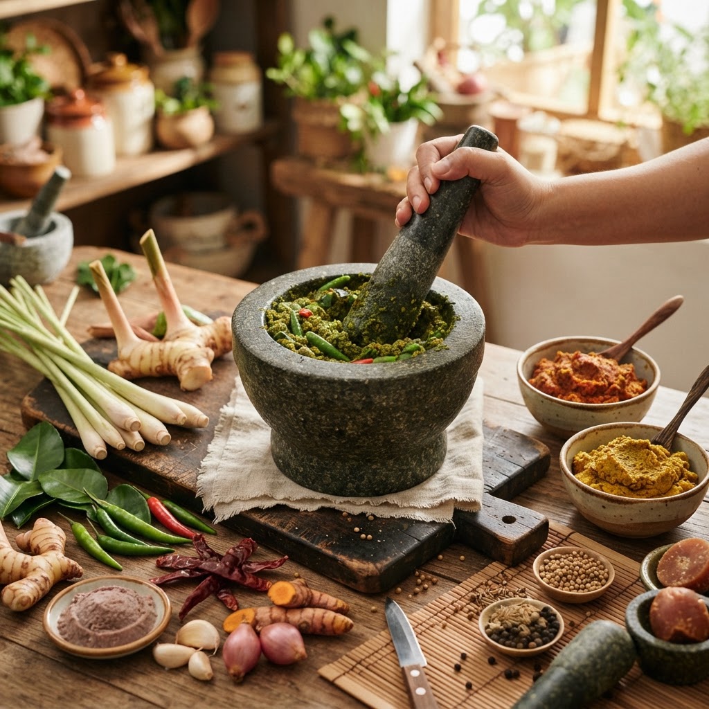 The Home Cook’s Guide to Thai Curry Pastes: Mastering Mortar and Pestle Techniques for Authentic Green, Red, and Yellow Bases