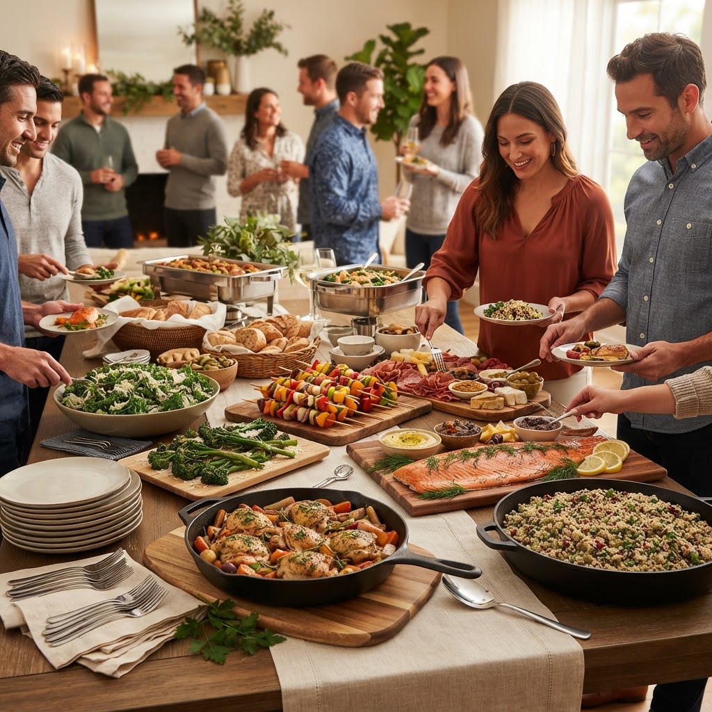 The Art of the "Stationary Buffet": Mastering Flow, Ergonomics, and Plate-to-Palate Temperature for Stress-Free Large-Group Hosting