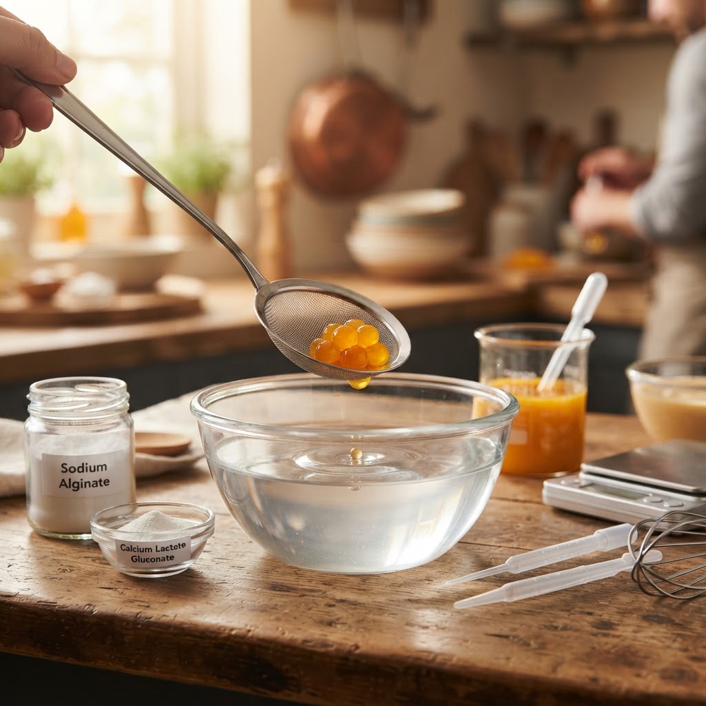 The Home Cook’s Guide to Spherification: Mastering Sodium Alginate and Calcium Bath Techniques for Modern Culinary Textures
