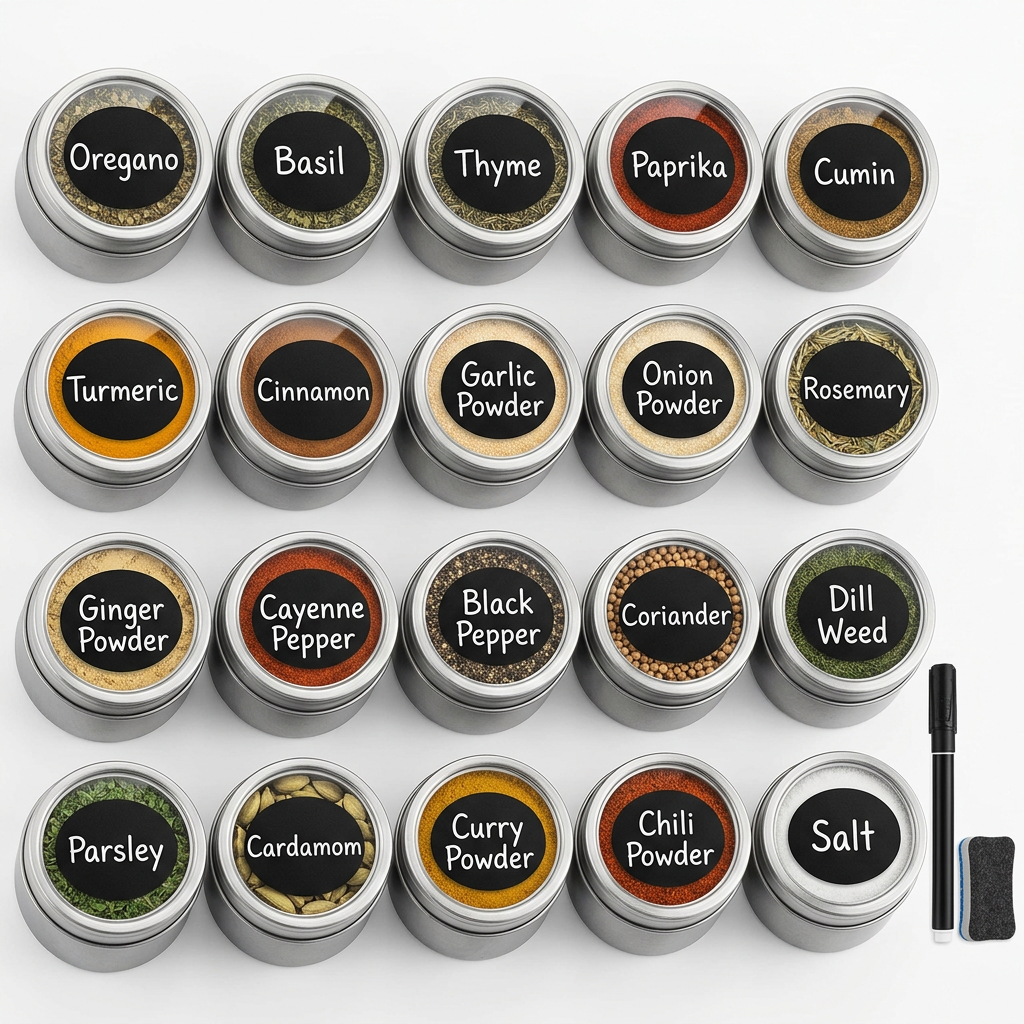 Magnetic Spice Rack 20-piece with Chalkboard Labels
