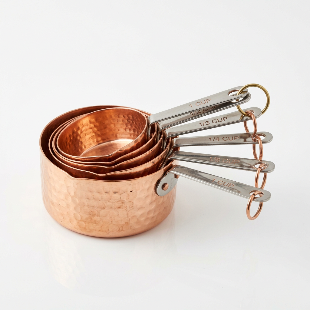 Copper Measuring Cups Hammered Set of 5