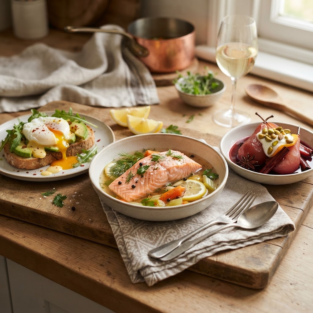 The Art of Poaching: A Home Cook’s Guide to Gentle, Flavor-Infusing Techniques for Fish, Eggs, and Fruit