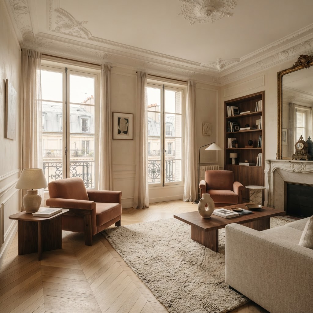 Choisir les couleurs d'un appartement parisien : lumière, volumes et matières