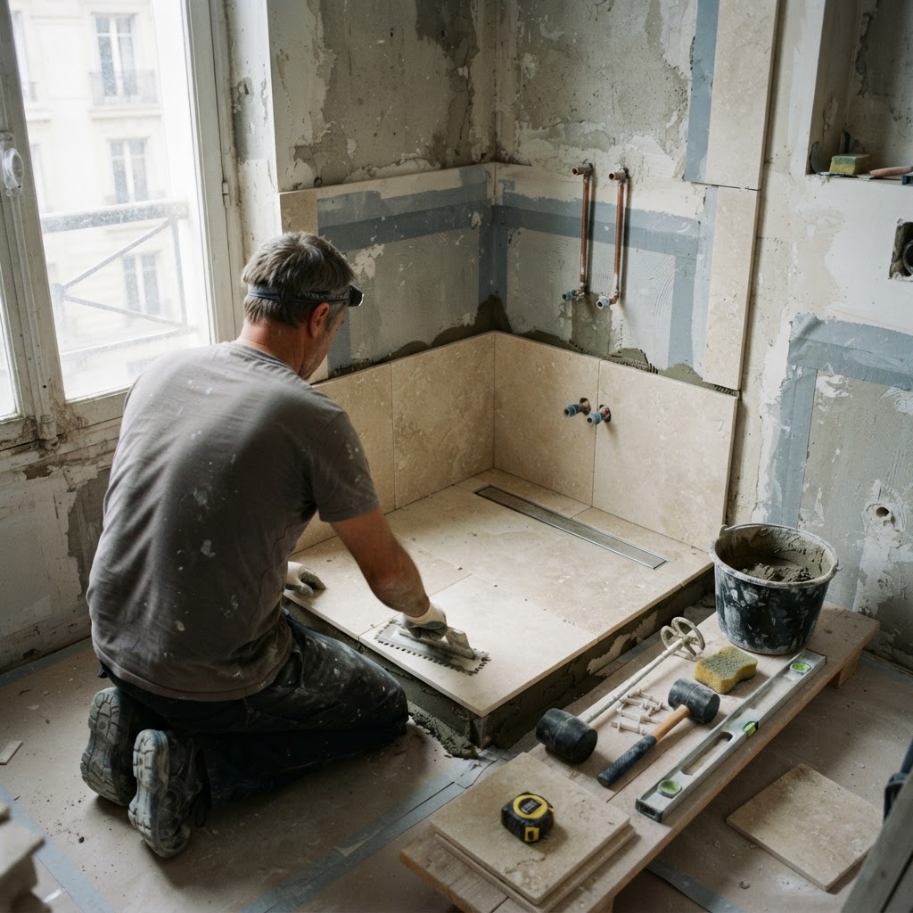 Salle de bains à Neuilly-sur-Seine : concevoir avant de choisir le carrelage