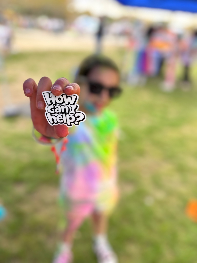Tie-dye outfit, kindness mindset — living colorfully! 🌈