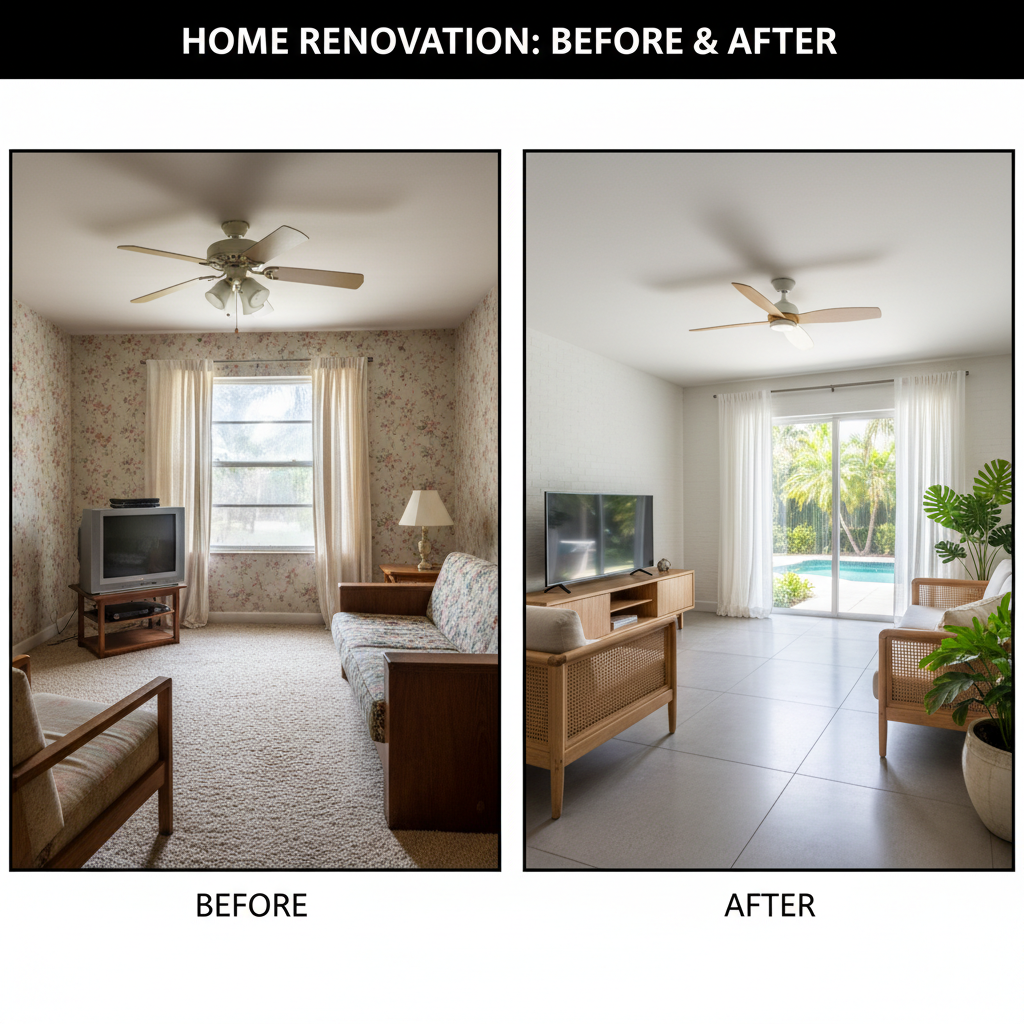 Before and after home improvement project comparison