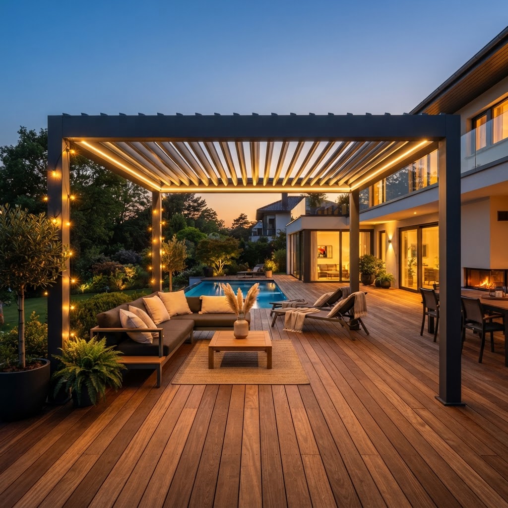 Deck Pergola at Dusk