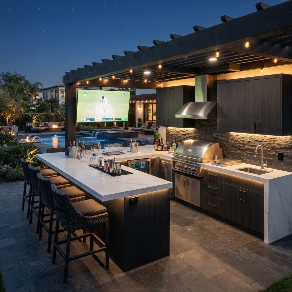 Full bar with TV