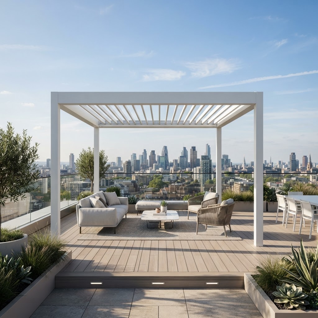 Rooftop White Pergola