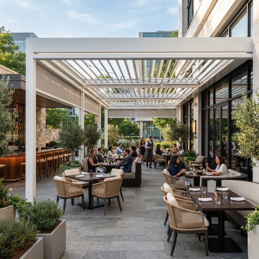 White Commercial Pergola
