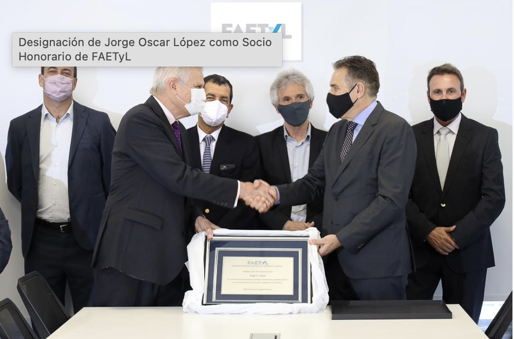 Distinción a Jorge Oscar López como Socio Honorario