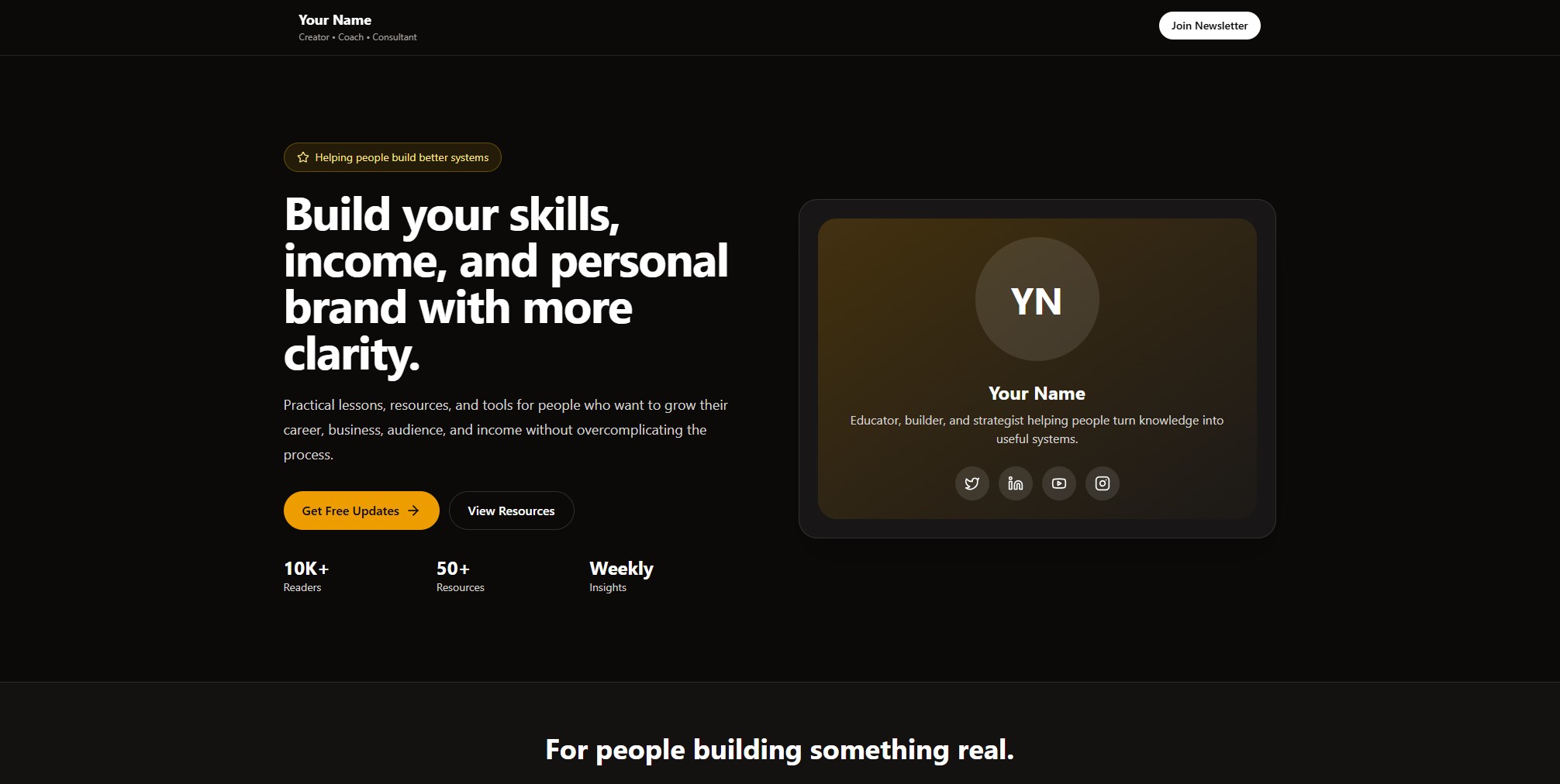 Personal Brand Launch Page template preview