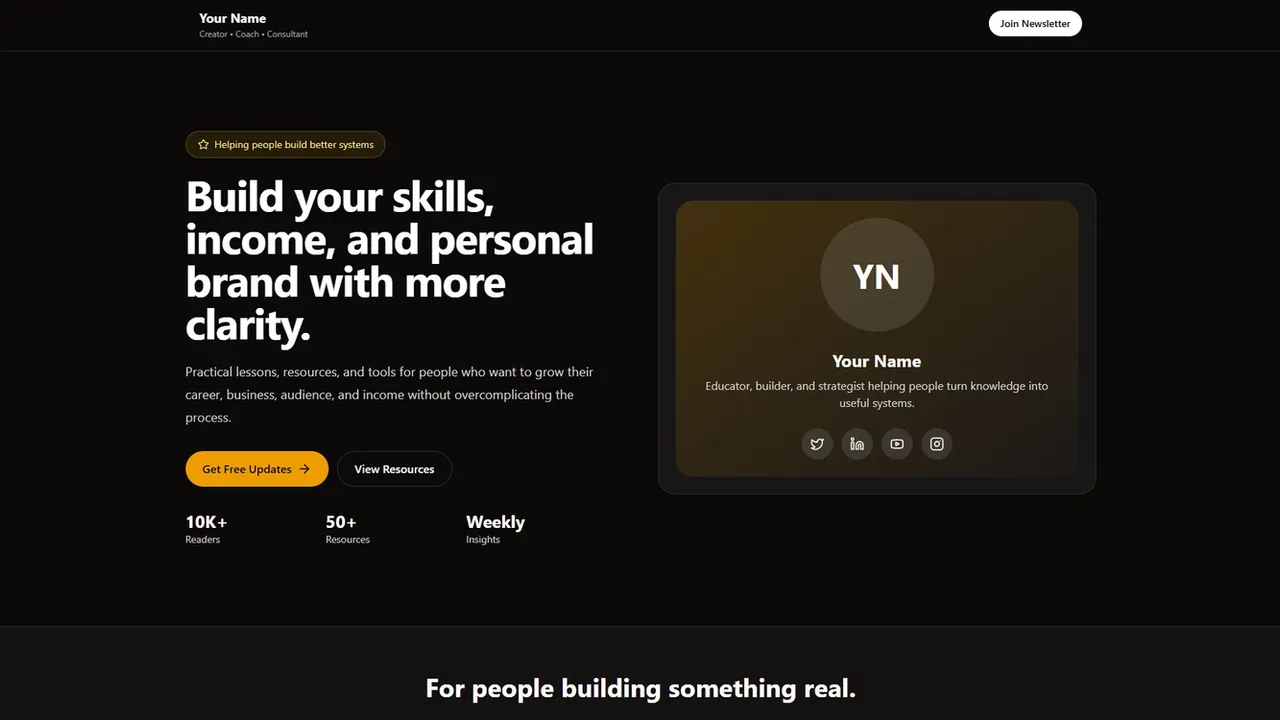 Personal Brand Launch Page template preview