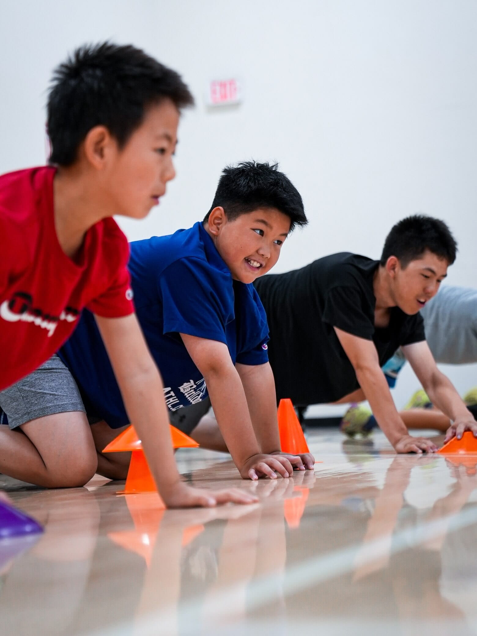 Athletes in a ground-based agility drill