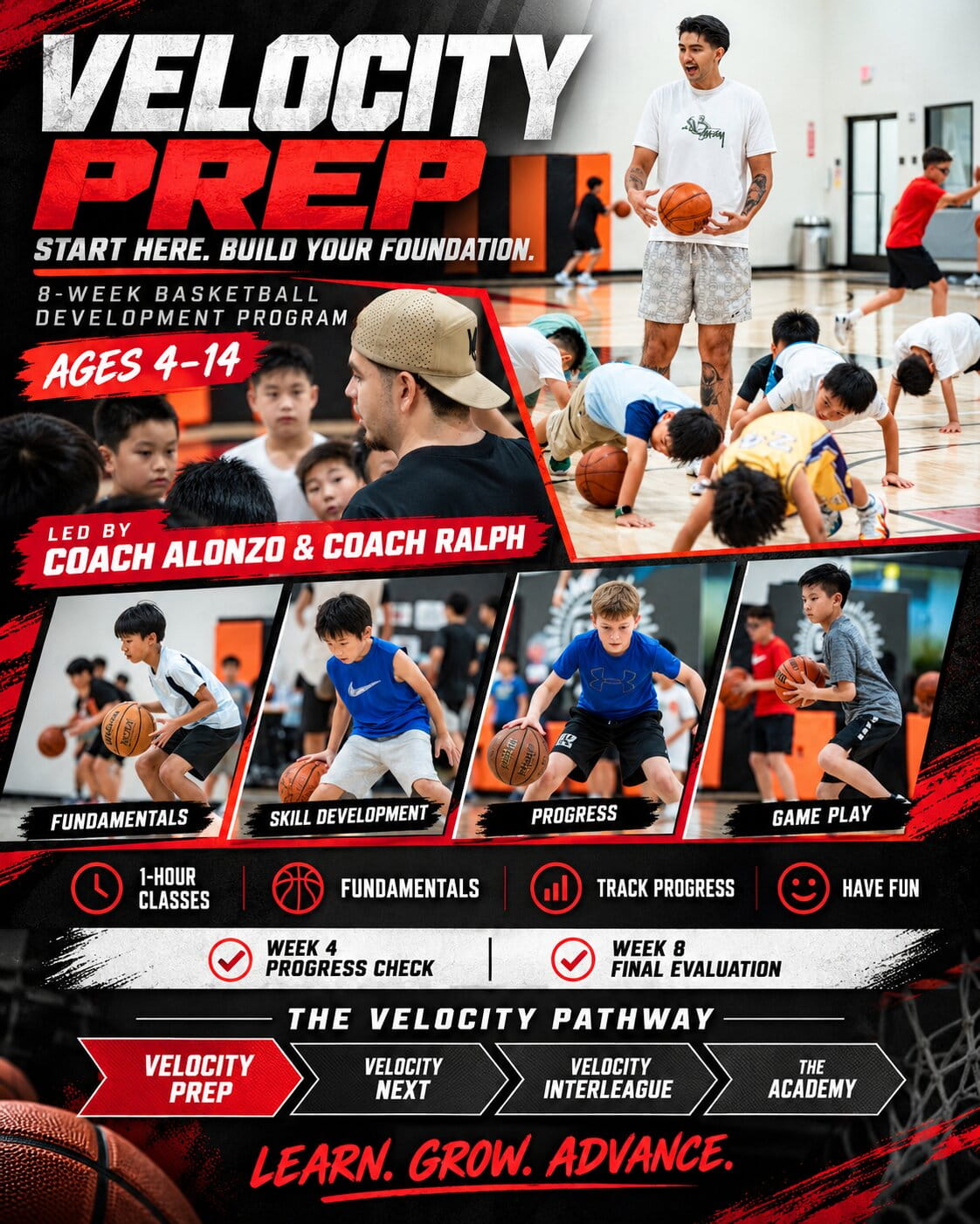 Velocity Prep — Youth Basketball Development Program Flyer
