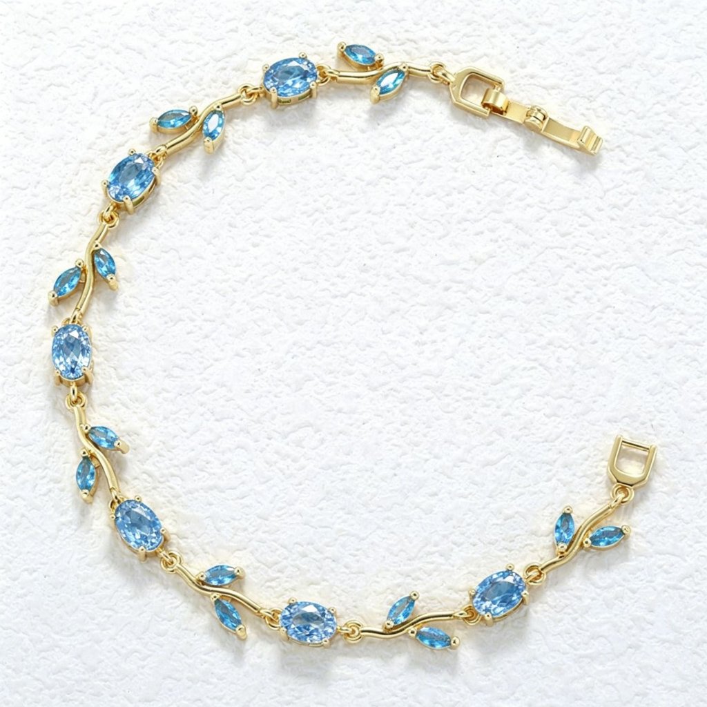 Elegant Versatile Copper-Inlaid Colorful Diamond Leaf and Petal Bracelet, Fashion Luxury Leaf and Tulip Layering Jewelry