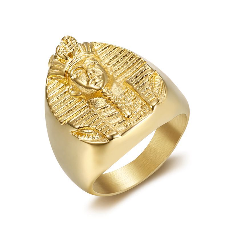 Gold-Plated Egyptian Pharaoh Signet Ring — Rings | MAOLE Fine Jewelry