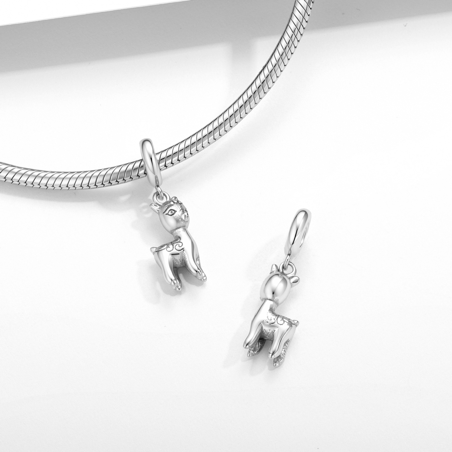 S925 Sterling Silver Cute Deer Charm - Vintage Style Bracelet Pendant 2