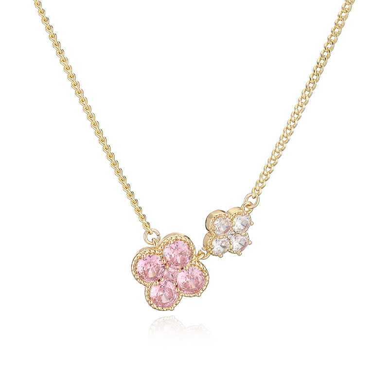 18K Gold Plated Colorful Crystal Flower Necklace - Elegant Floral Clavicle Chain 11