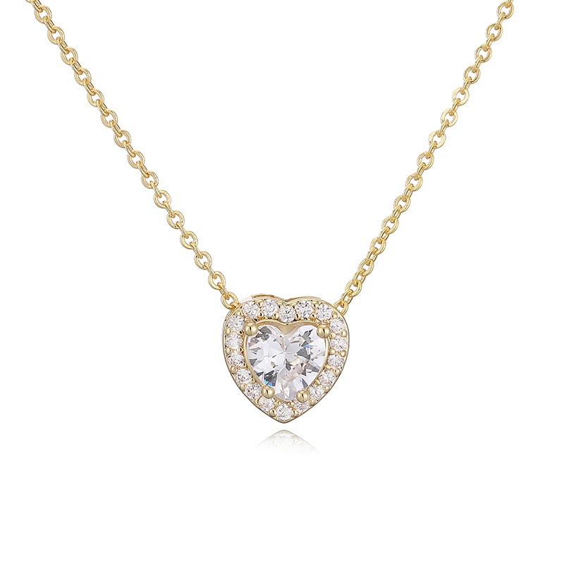 Elegant Light-Luxury Copper Inlaid Color Diamond Twelve Birthstone Heart Necklace Super Sparkling Heart Pendant Collarbone Chain 11