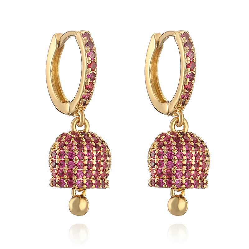 Fashion Luxury Copper Inlaid Colored Diamond Bell Earrings - Niche High-End Bell-Shaped Jewelry 5