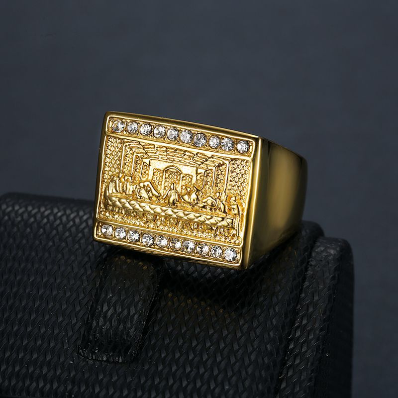 The Last Supper Hip-Hop Gold Signet Ring — view 4