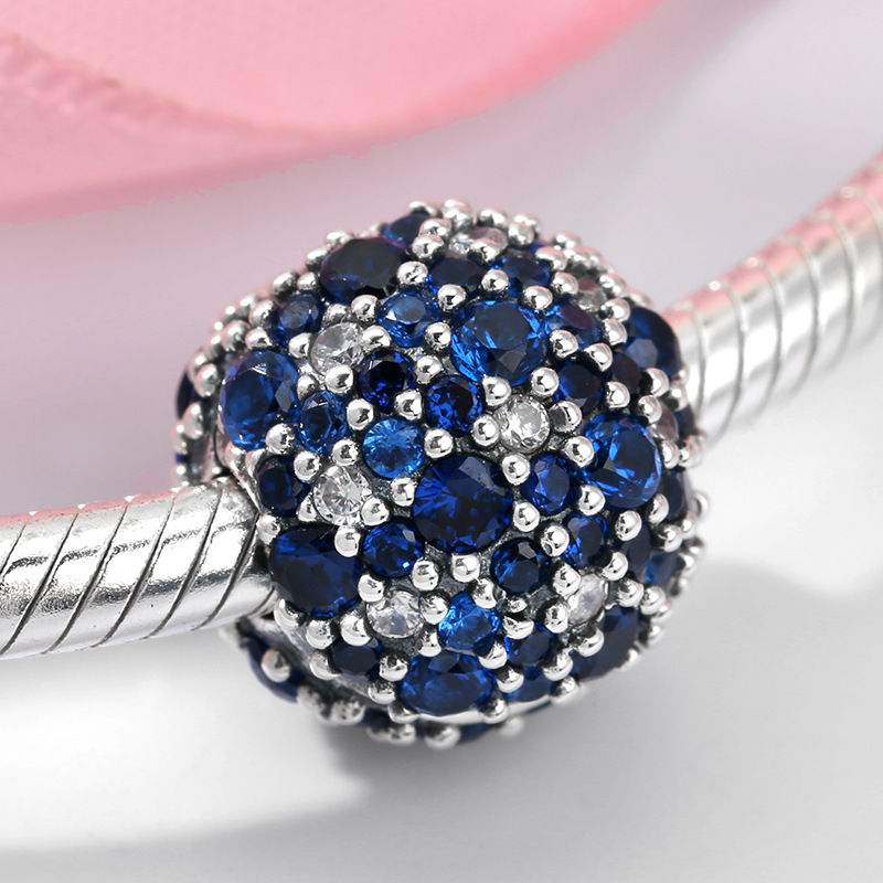 Clip Series 925 Sterling Silver Bead Charm - 5 Colors — Blue & White