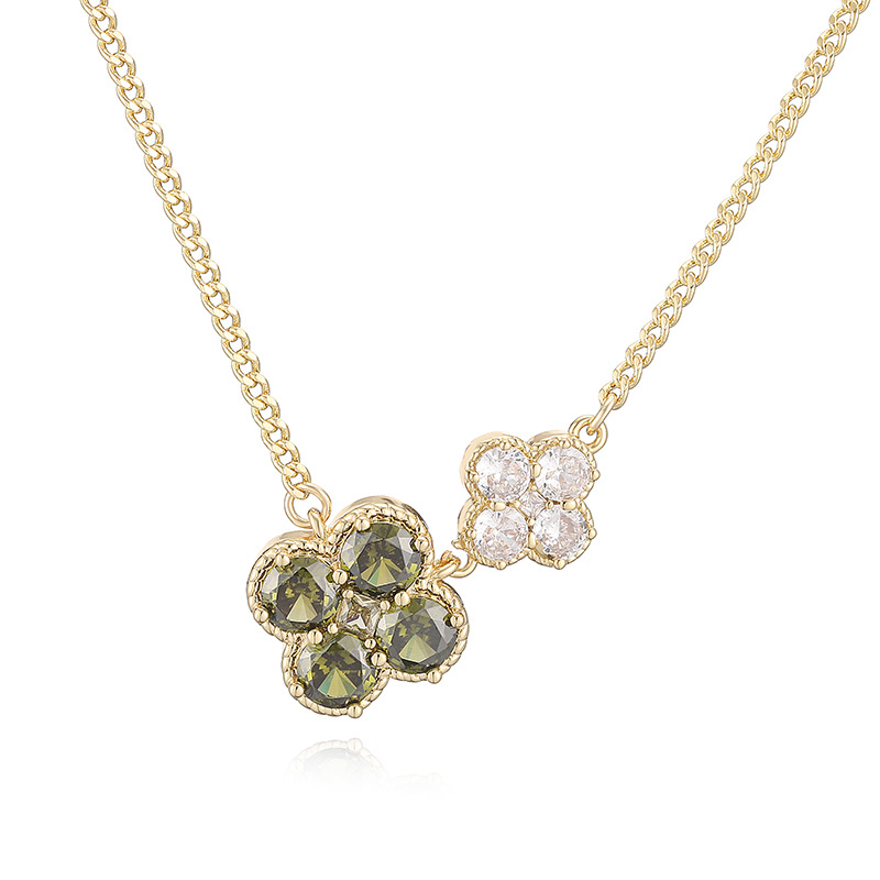 18K Gold Plated Colorful Crystal Flower Necklace - Elegant Floral Clavicle Chain 10